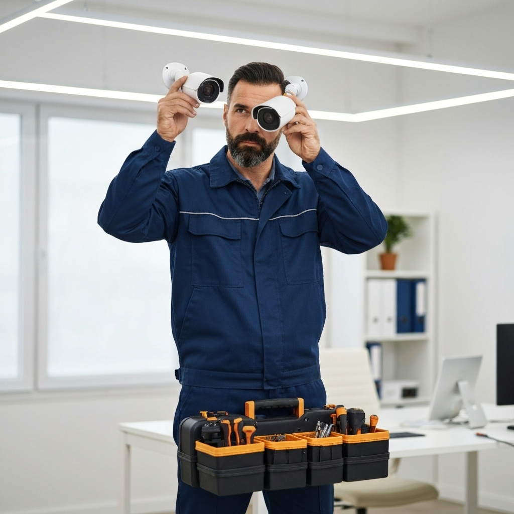 Kevin Blaire Edah installing security system